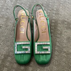 Crystal Embellishments Slingback Pumps